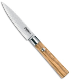 Boker Damascus Olive 3.75" Paring Kitchen Knife Olive Wood
