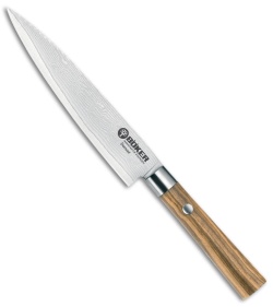 Boker Damascus Olive 5.9" Utility Kitchen Knife Olive Wood