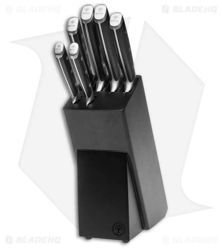 Boker Forge 7-Piece Kitchen Knife Set Black w/ Wooden Block