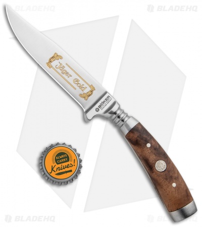 Boker Jager Gold Gobec Nicker Fixed Blade Knife Walnut Wood (4" Satin) 122532