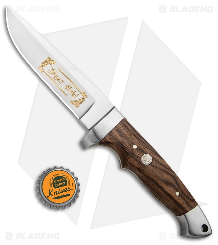Boker Jager Gold Vollintegral Fixed Blade Knife Walnut Wood (4.6" Satin) 121589