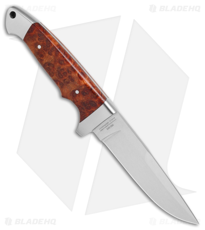 Boker Vollintegral 2.0 1674 Fixed Blade Knife Amboina Root Wood  (4.6" Satin) 