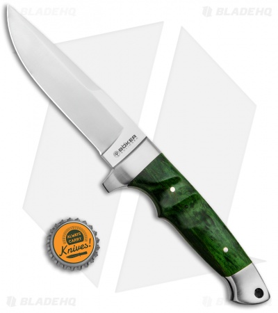 Boker Vollintegral 2.0 Fixed Blade Knife Green Curly Birch (4.6" Satin) 