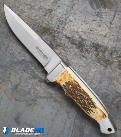Boker Vollintegral 2.0 Fixed Blade Knife Stag Horn (4.625" Satin)  121586