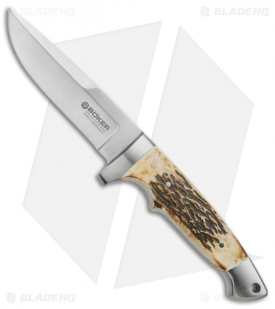 Boker Vollintegral 2.0 Fixed Blade Knife Stag Horn (4.625" Satin)  121586