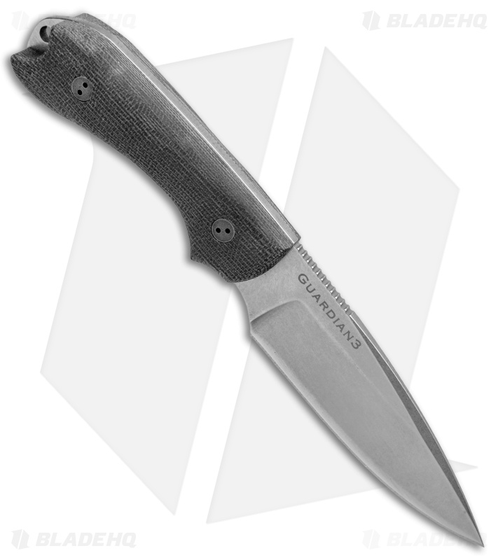 Bradford Knives Guardian3 Knife 3D Black Micarta (3.5" False Edge/SW)