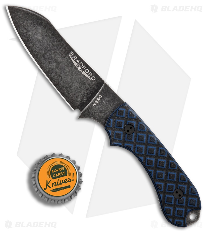 Bradford Knives Guardian3 Fixed Blade Black/Blue G-10 (Sheepsfoot/N690/Nimbus)