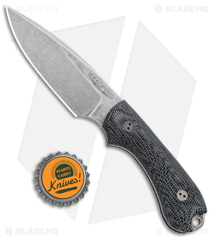 Bradford Knives Guardian3 Knife 3D Black Micarta (3.5" False Edge/AEB-L/SW)