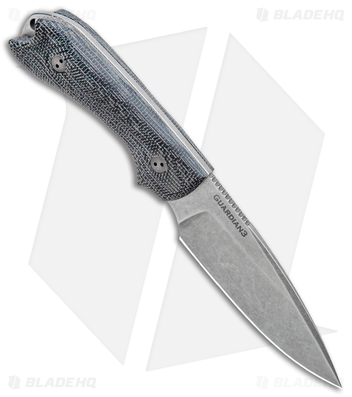 Bradford Knives Guardian3 Knife 3D Black Micarta (3.5" False Edge/AEB-L/SW)