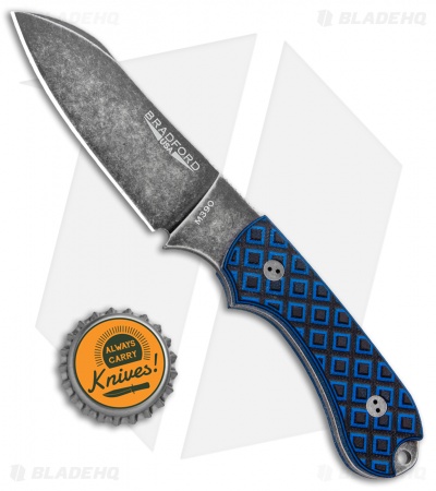 Bradford Knives Guardian3 Fixed Blade Black/Blue G-10 (Sheepsfoot/M390/Black SW)