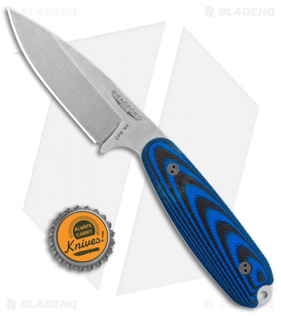 Bradford Knives Guardian3.5 Fixed Blade 3D Black/Blue (3.75" Stonewash M4)