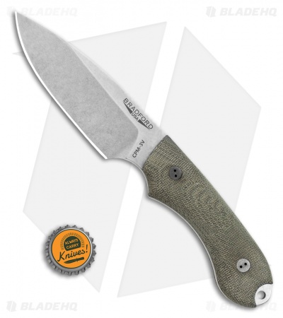 Bradford Knives Guardian4 Knife 3D OD Green Micarta (Sabre/3V/Stonewash)