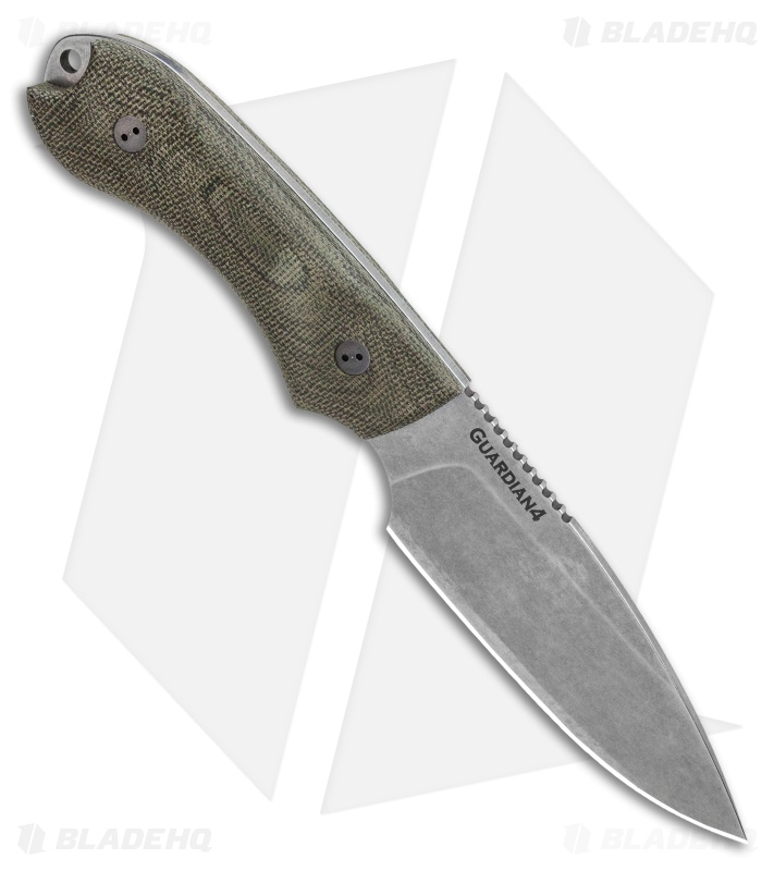 Bradford Knives Guardian4 Knife 3D OD Green Micarta (Sabre/3V/Stonewash)