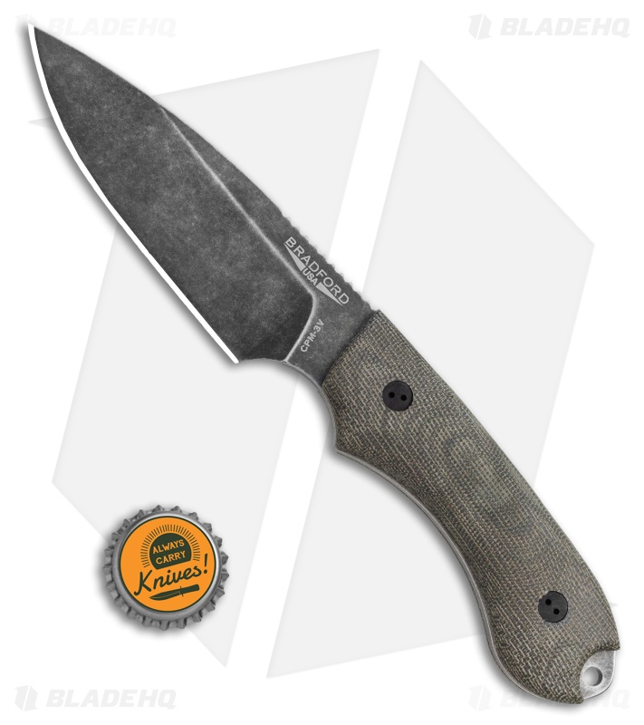 Bradford Guardian4 - Fixed Blade Knife | 3V/OD Green Micarta/Nimbus