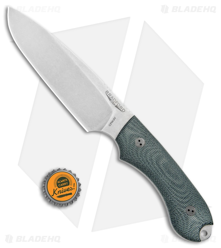 Bradford Knives Guardian5 Fixed Blade Knife 3D Black Micarta (5.5" Stonewash 3V)