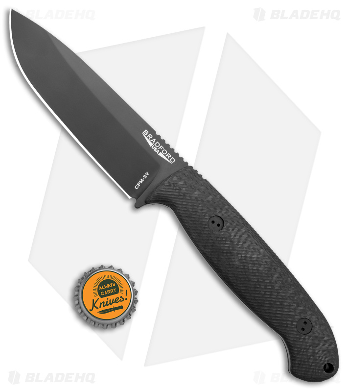 Bradford Knives Guardian5.5 Fixed Blade Knife 3D Carbon Fiber (5" Black)