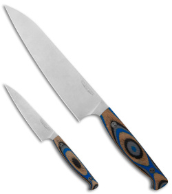 Bradford Knives 8" Chef Knife & Paring Knife Set Blue /Black/Gray G-Wood