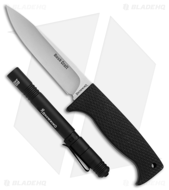 Browning Bush Craft Combo Fixed Blade Knife Black w/ Penlight (4.5