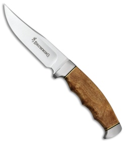 Browning Mountain Man Fixed Blade Knife Burl Wood (4.75&quot; Satin) BR537 | 50720