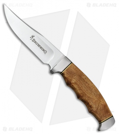 Browning Mountain Man Fixed Blade Knife Burl Wood (4.75" Satin) BR537