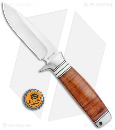 Browning Out Last Fixed Blade Knife Brown Leather (4" Satin)