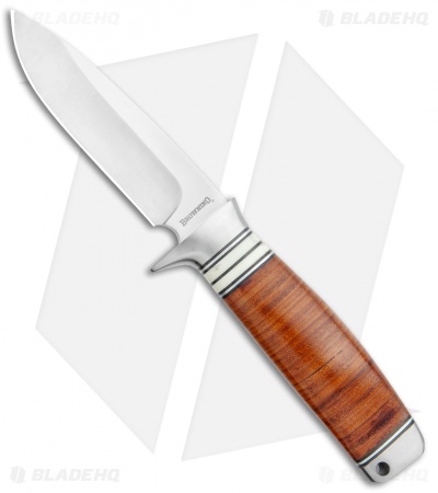 Browning Out Last Fixed Blade Knife Brown Leather (4" Satin)