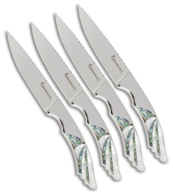 Browning Russ Kommer 4 Piece Steak Knife Set Abalone/MOP (4" Mirror) BR0072