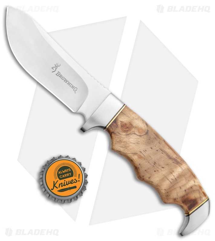 Browning Skinner Fixed Blade Brown Burl Wood (3.75" Satin)