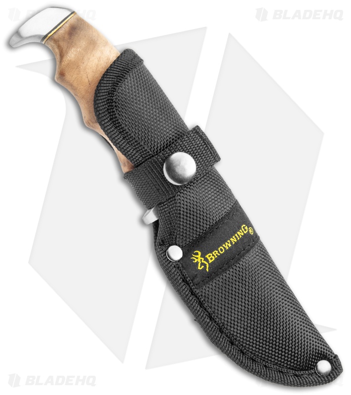 Browning Skinner Fixed Blade Brown Burl Wood (3.75" Satin)
