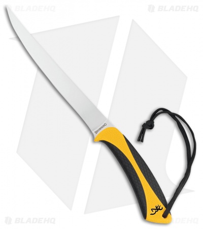 Browning White Water Fillet Fixed Blade Knife Black/Yellow (9.25" Satin 420J2)