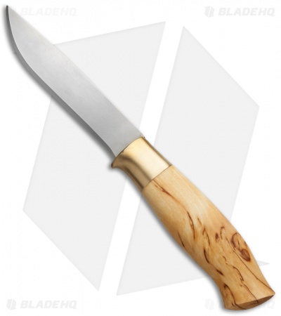 Brusletto Knives Røy Fixed Blade Knife Birch Wood (4.625" Bead Blast) Norway