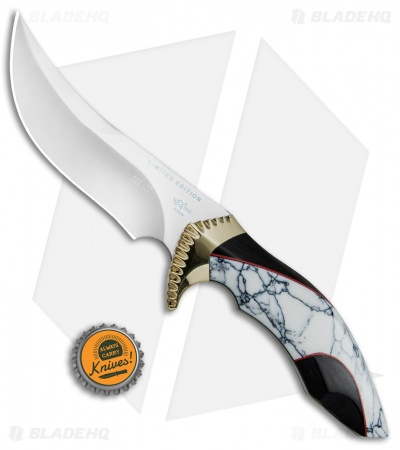 Buck Kalinga L.E. Legacy Fixed Blade White Turquoise/Buffalo Horn (4.8" Satin) 