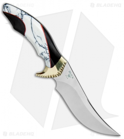 Buck Kalinga L.E. Legacy Fixed Blade White Turquoise/Buffalo Horn (4.8" Satin) 