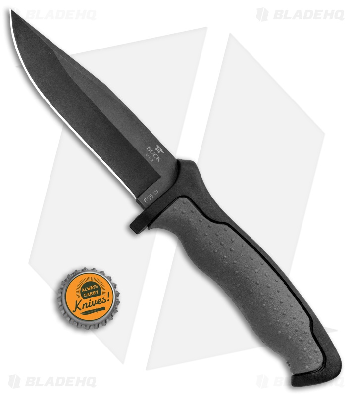 Buck Nighthawk Small Tactical Fixed Blade Knife Dynaflex (4.875" Black) 0655GYS