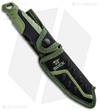 Buck Pursuit Large Guthook Fixed Blade Knife Green GFN (4.5" Satin) 0657GRG