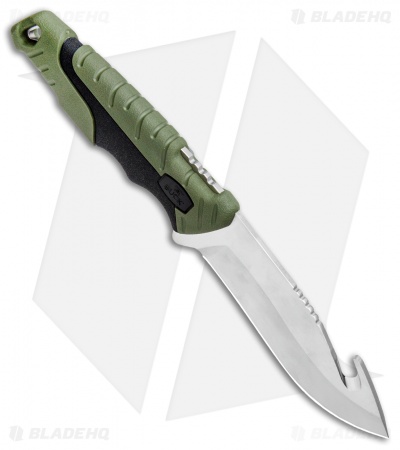 Buck Pursuit Large Guthook Fixed Blade Knife Green GFN (4.5" Satin) 0657GRG
