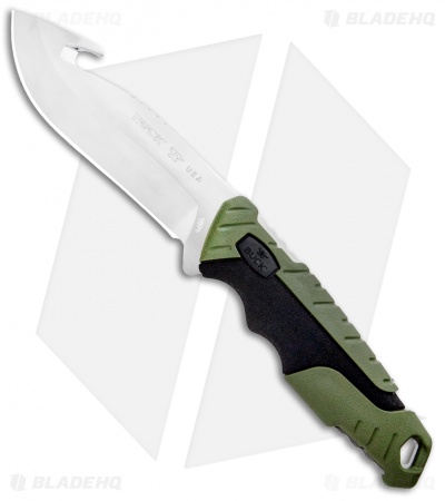 Buck Pursuit Large Guthook Fixed Blade Knife Green GFN (4.5" Satin) 0657GRG