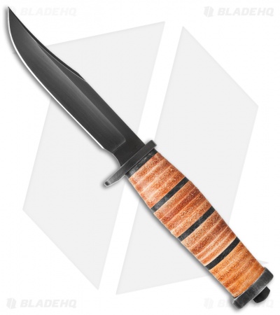 Buck 117 Small Brahma Tactical Knife Leather/Micarta (4.5" Black) 0117BRS