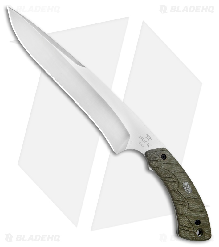 Buck 535 Open Season Moose Skinner Fixed Blade OD Green Micarta (8" Satin)