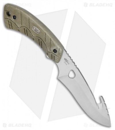 Buck 537 Open Season Guthook Fixed Blade OD Green Micarta (4.5" Satin) 0537ODG