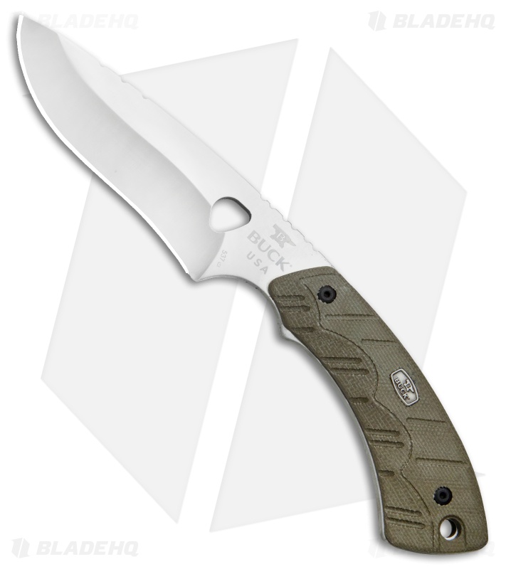 Buck 537 Open Season Skinner Fixed Blade OD Green Micarta (4.5" Satin) 0537ODS