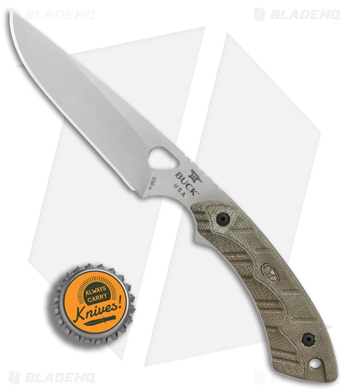 Buck 539 Open Season Small Game Fixed Blade OD Green Micarta (4.25" Satin) 