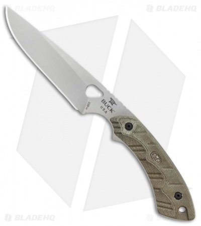 Buck 539 Open Season Small Game Fixed Blade OD Green Micarta (4.25" Satin) 