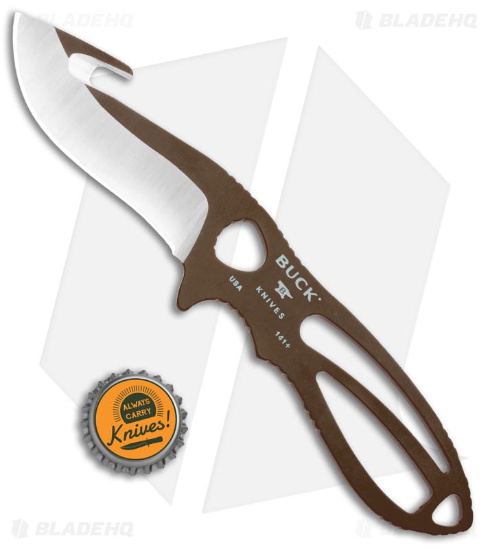 Buck PakLite Large Skinner Guthook Fixed Blade Knife (3.5" Satin) Brown 0141BRG