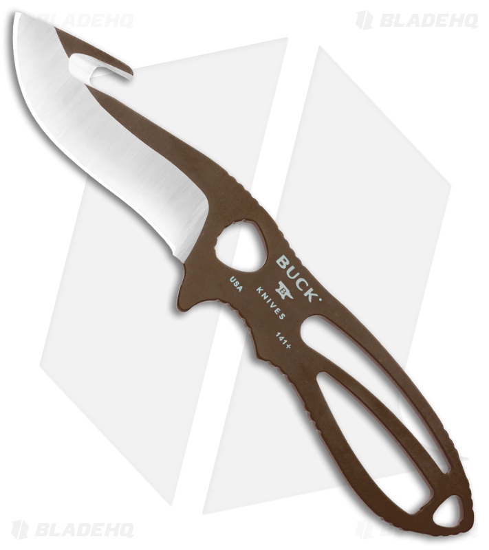 Buck PakLite Large Skinner Guthook Fixed Blade Knife (3.5" Satin) Brown 0141BRG
