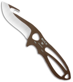 Buck PakLite Large Skinner Guthook Fixed Blade Knife (3.5" Satin) Brown 0141BRG