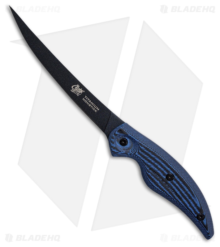Camillus Cuda 6" Professional Boning Fixed Blade Knife Blue Micarta (6" Black)