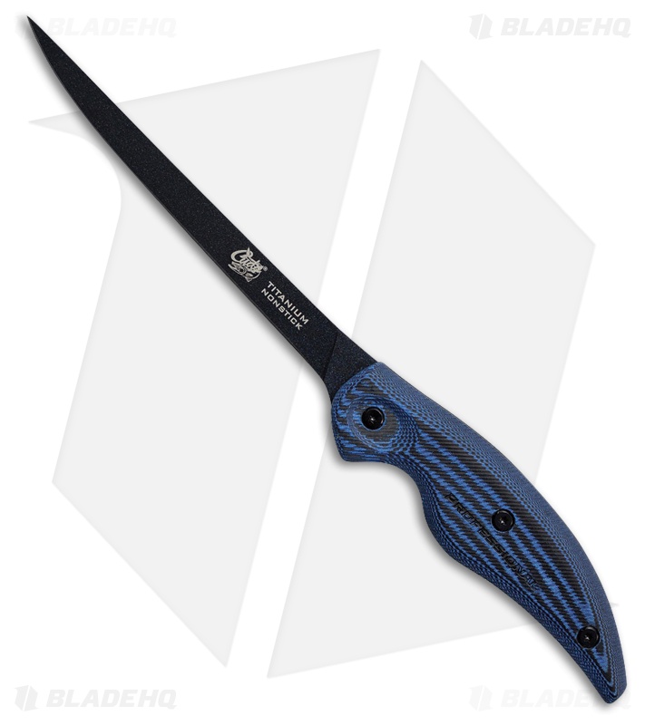 Camillus Cuda 6" Professional Fillet Fixed Blade Knife Blue Micarta (6" Black)