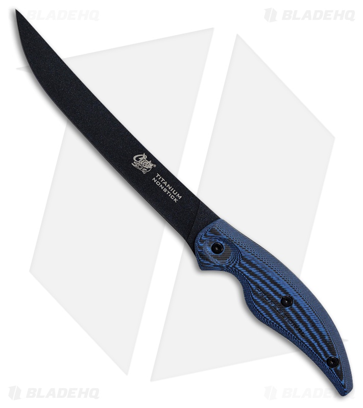 Camillus Cuda 7"  Wide Fillet Fixed Blade Knife Blue Micarta (7" Black)