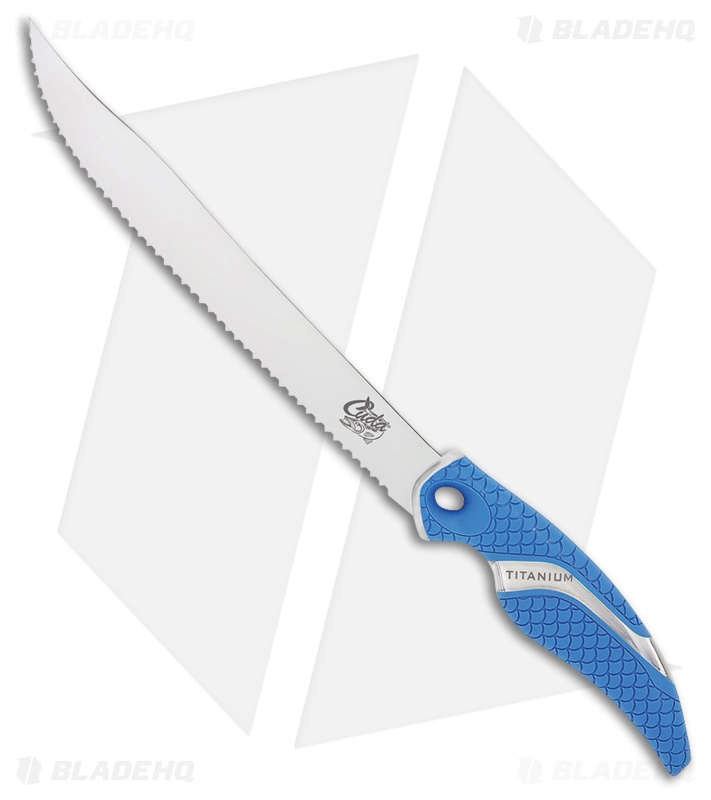 Camillus Cuda Kitchenette Fixed Blade Knife Blue (8.5" Bead Blast Full Serr)